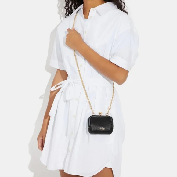 Coach Kisslock Crossbody Change Purse in Black - Picture 4 of 9